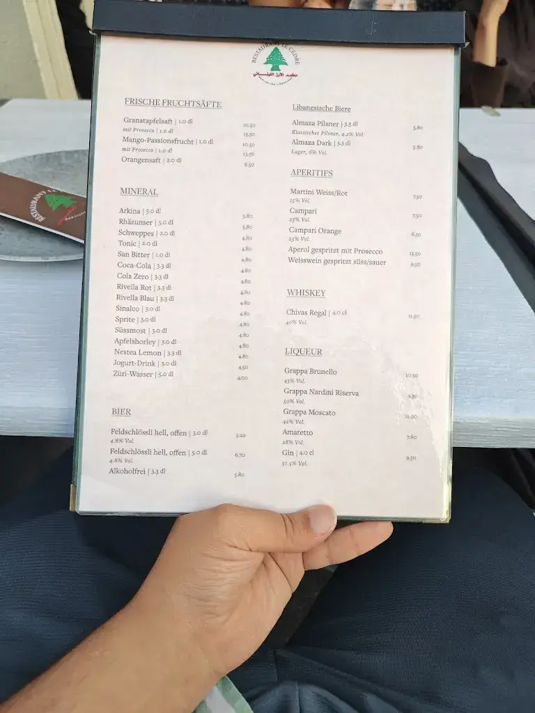 Menu_Restaurant Le Cèdre - Badenerstrasse_Zürich_image_1