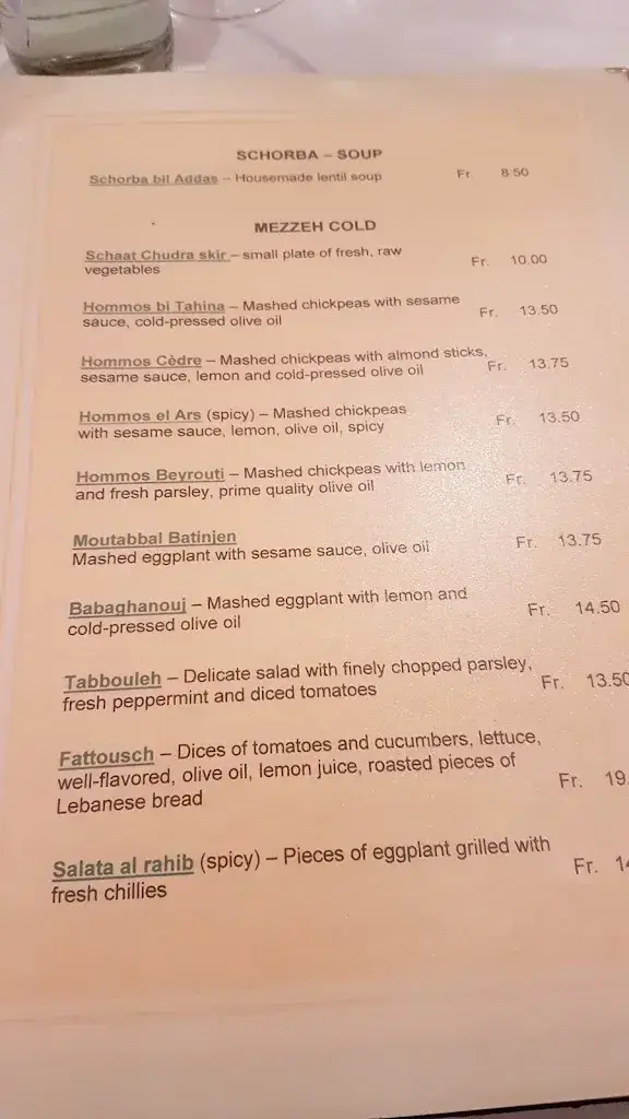 Menu_Restaurant Le Cèdre - Badenerstrasse_Zürich_image_4