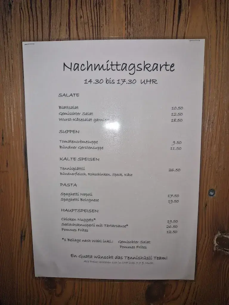 TENNISHÜSLI restaurant in Vaz/Obervaz