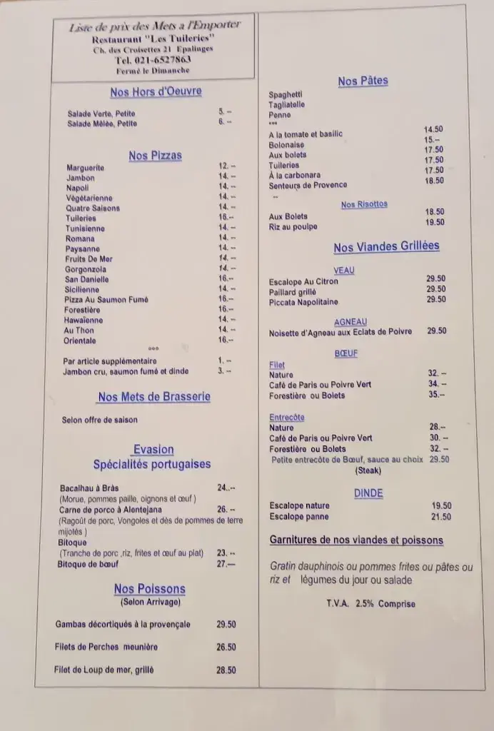 Menu_Restaurant des Tuileries_Epalinges_image_2