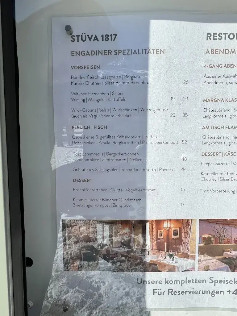 Menu_Restaurant Stüva 1817_Sils im Engadin/Segl_image_1