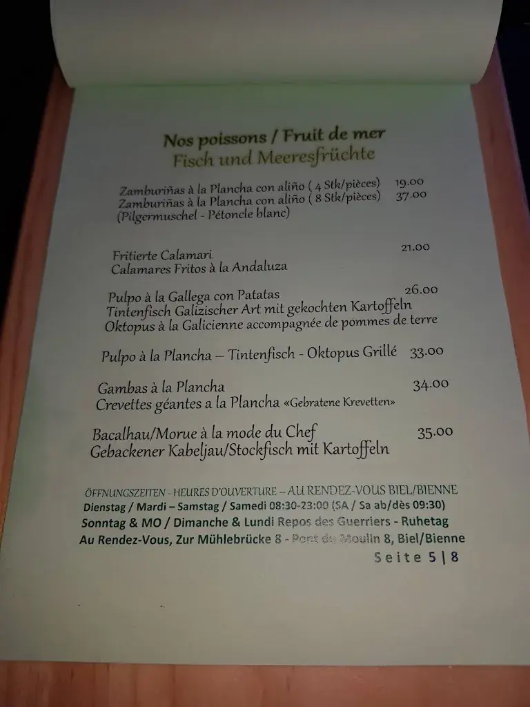 Menu_Restaurant Au Rendez-Vous Biel/Bienne Espagnol Español Spanisch Tapas Bar_Biel_image_3