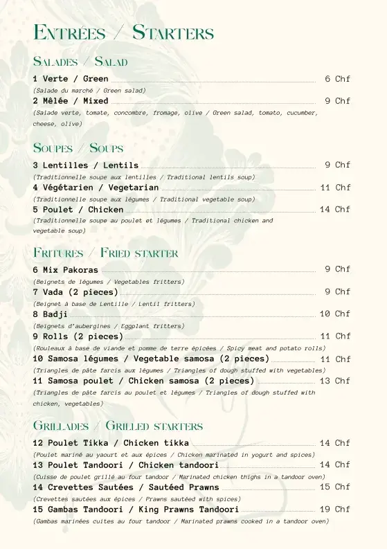 Menu_Le Darshana Restaurant (Halal Meat)_Genève_imagen_1