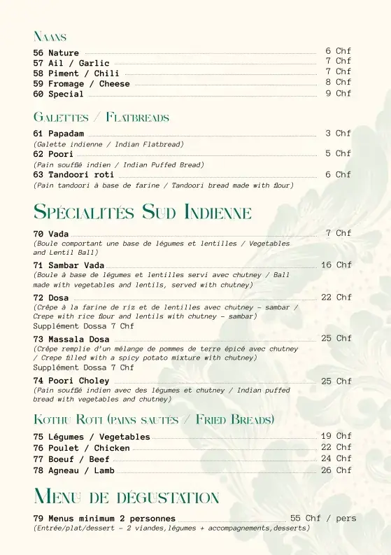 Menu_Le Darshana Restaurant (Halal Meat)_Genève_imagen_2
