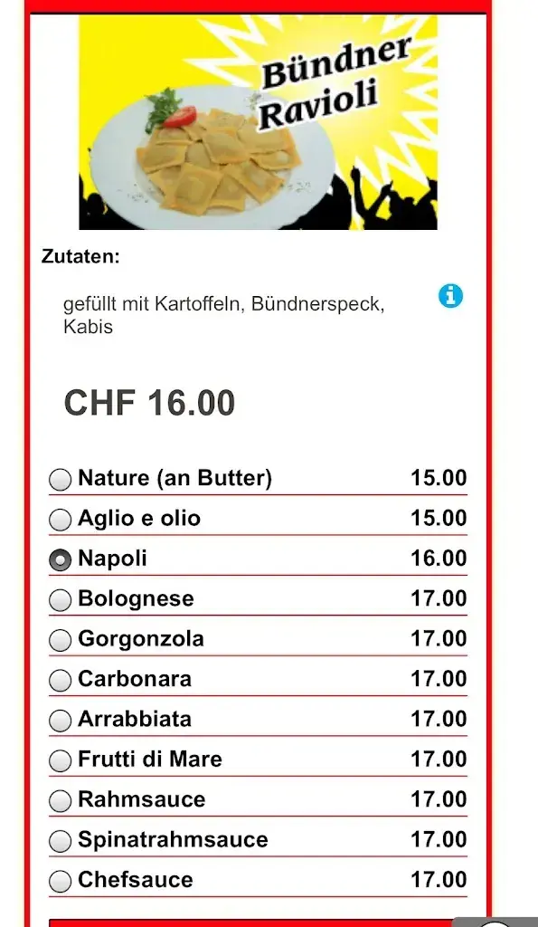 Menu_Pizzakurier La Mamma Thusis_Thusis_immagine_2