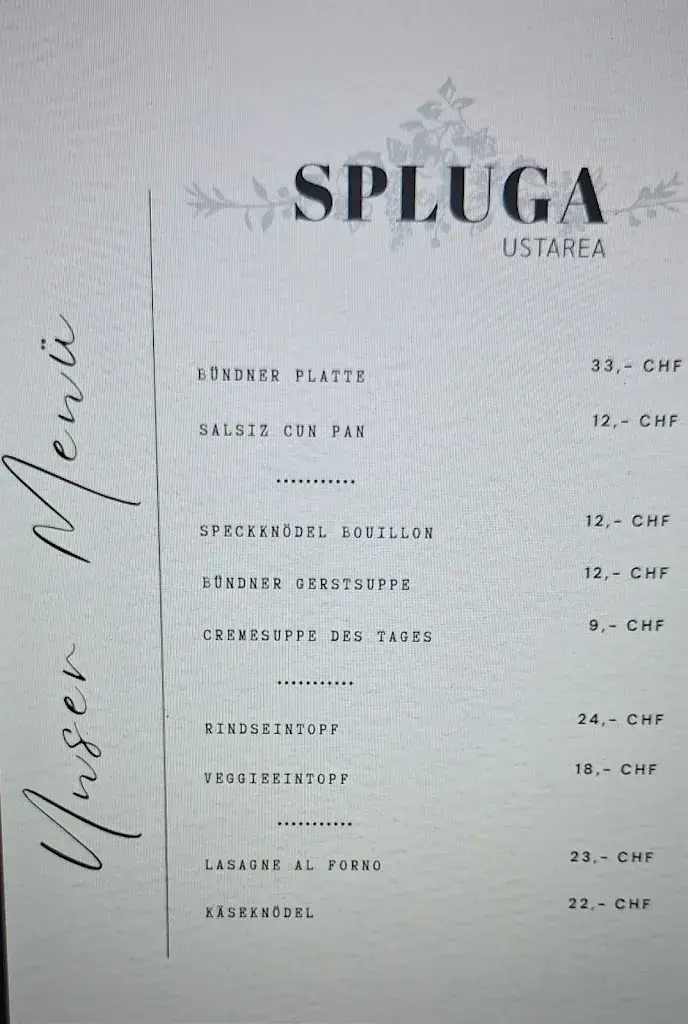 Ustarea Spluga restaurant in Ardez