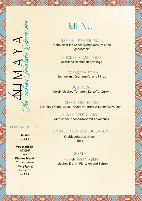 Menü_NIMAYA indian_Scuol_Bild_1