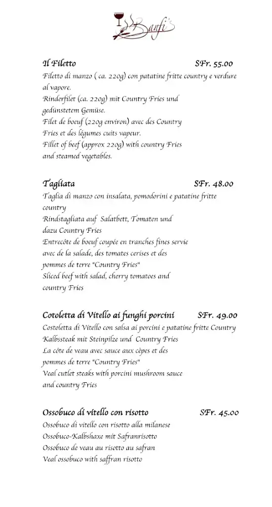 Banfi's ristorante a St. Moritz