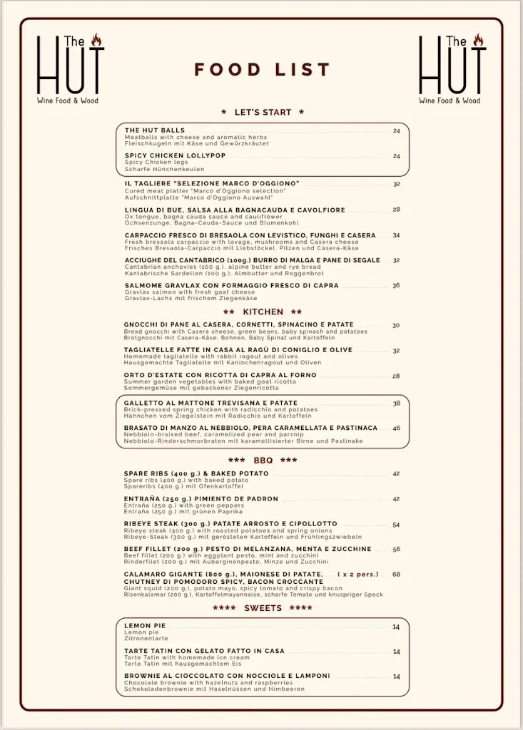 Menu_The Hut, Wine Food & Wood_Silvaplana_immagine_3