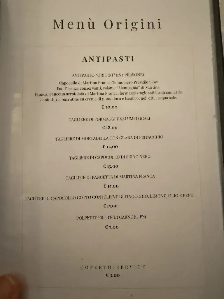 Menu_Origini - Osteria Martina Franca_Italy_image_2