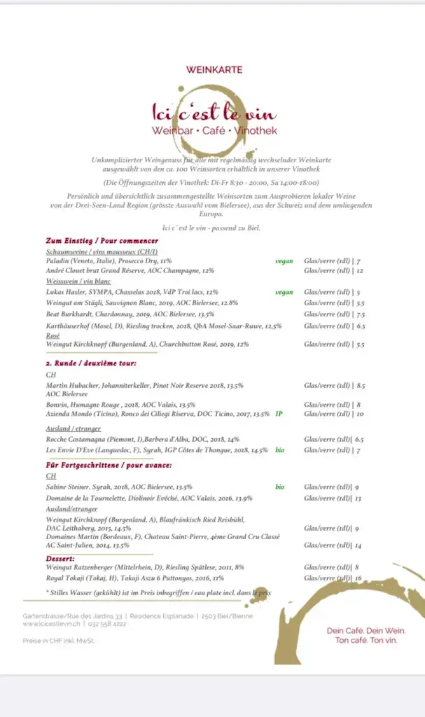 Menu_Ici c'est le vin - Weinbar • Bistro • Vinothek_Biel_image_3