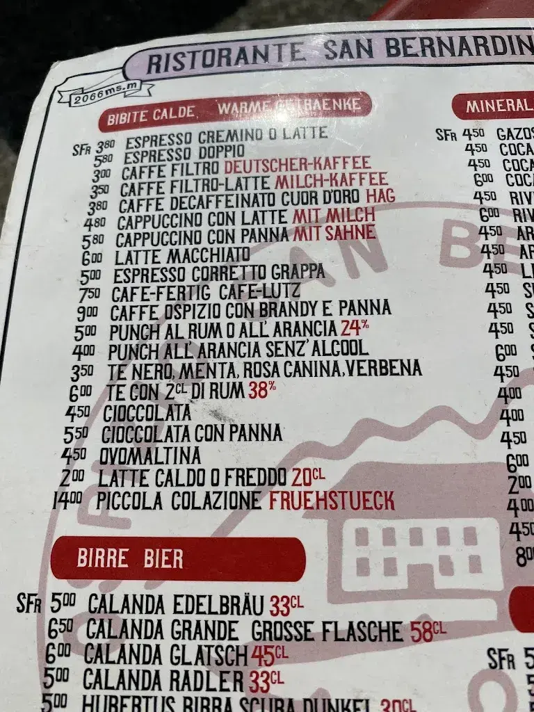 Menü_Ristorante Ospizio San Bernardino_S. Bernardino_Bild_1