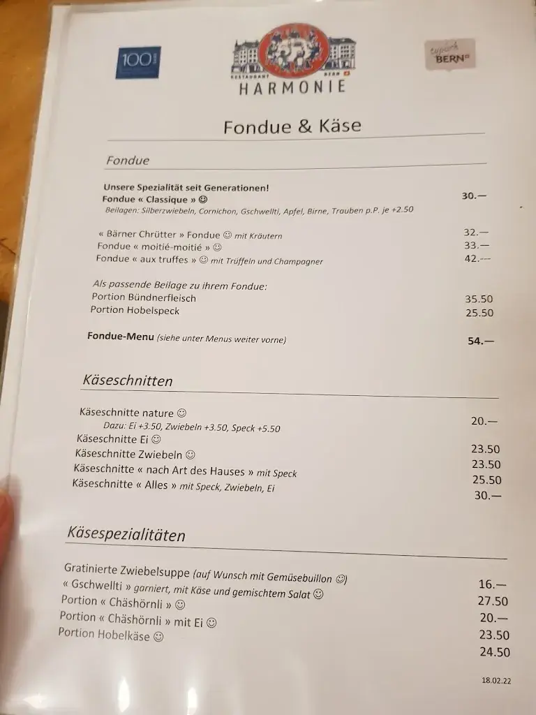 Restaurant Harmonie restaurant à Bern