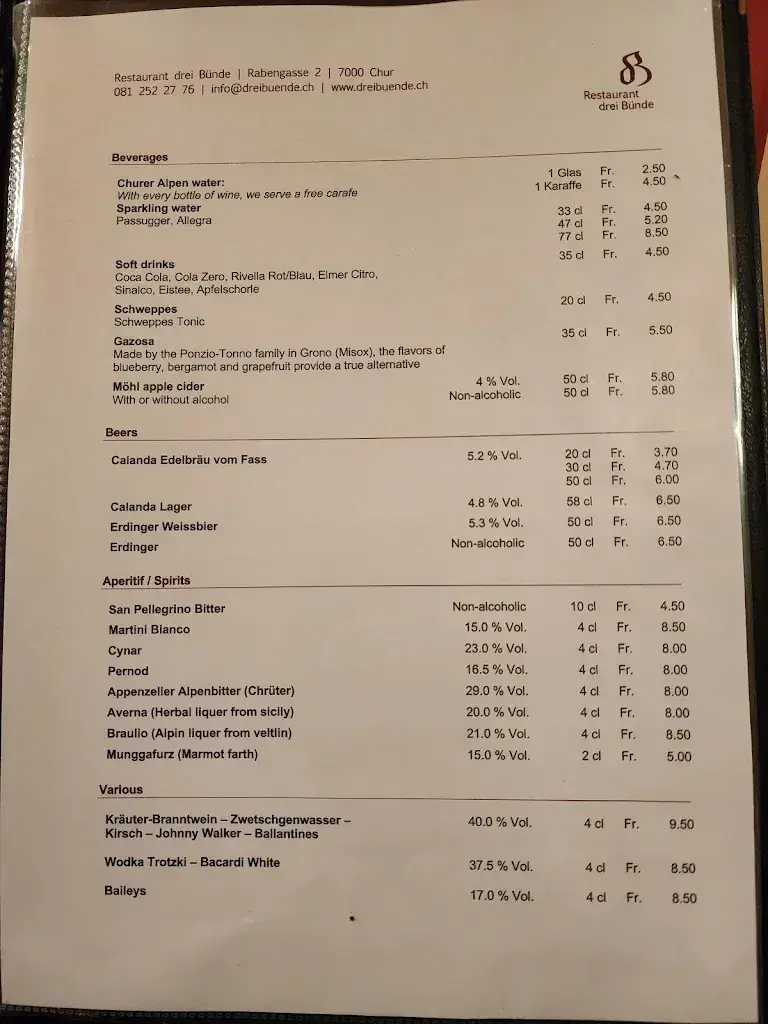 Menü_Restaurant Drei Bünde_Chur_Bild_2