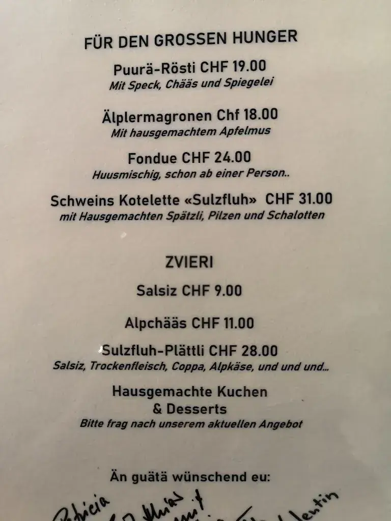 Berghaus Sulzfluh Restaurant in St. Antönien