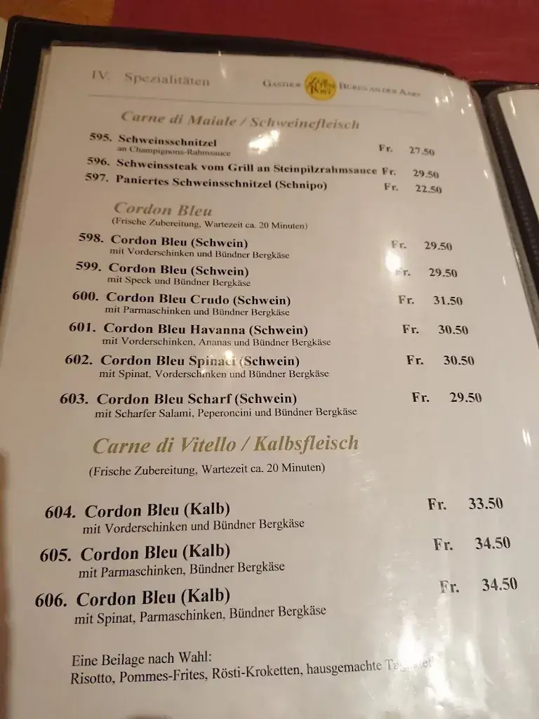 Gasthof zur Alten Post restaurant à Büren an der Aare