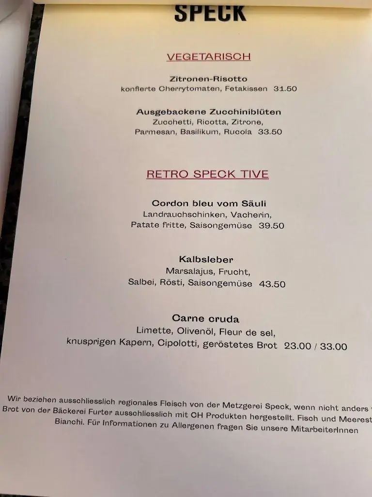Menu_Restaurant Speck_Aarau_imagen_1