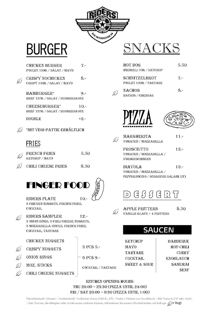 Menu_Riders Restaurant & Bar Densbüren_Densbüren_image_1