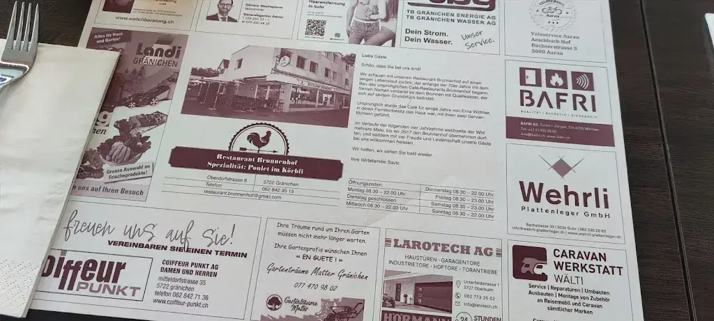 Menu_Restaurant Brunnenhof_Gränichen_immagine_2