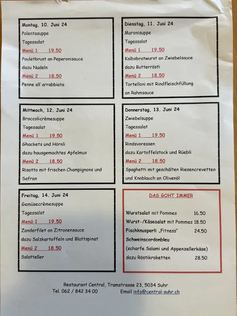 Menü_Restaurant Central Suhr_Suhr_Bild_2