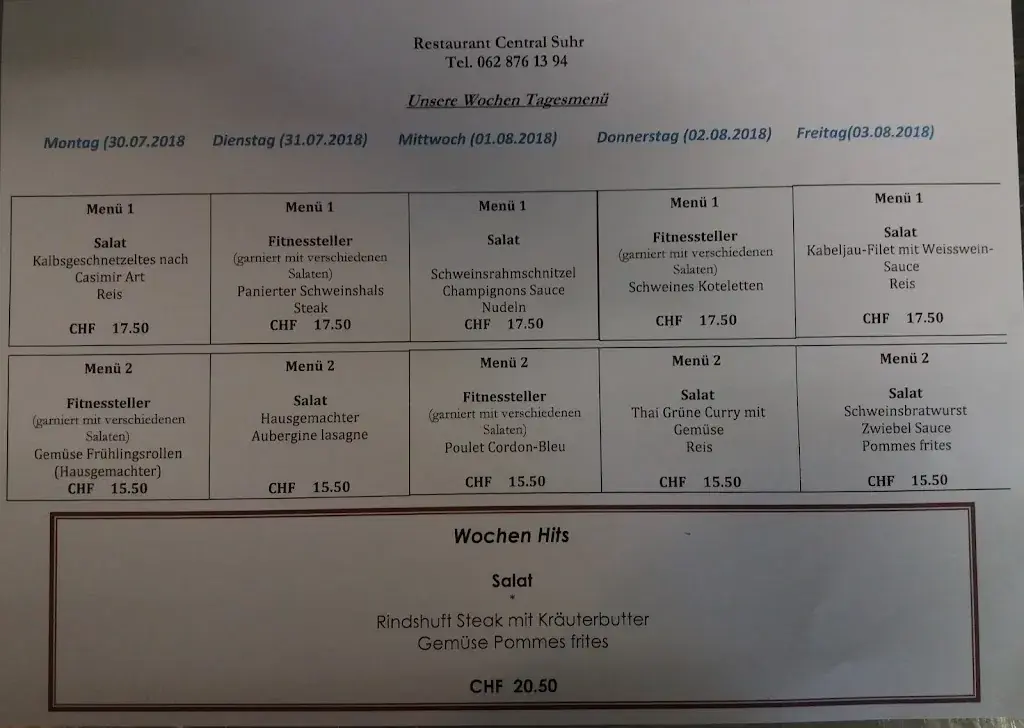 Menü_Restaurant Central Suhr_Suhr_Bild_4