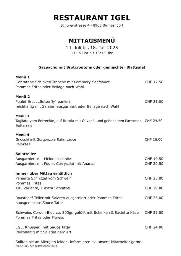 Restaurant Igel restaurant in Birmensdorf