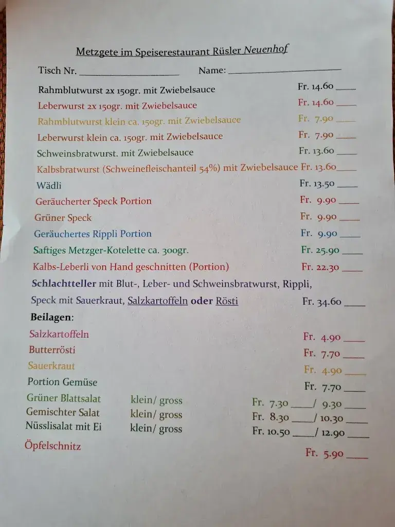 Menu_Speise Restaurant Rüsler GmbH_Neuenhof_imagen_1