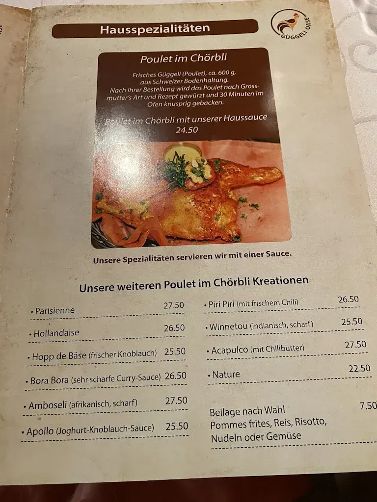 Güggeli Oase-Restaurant Hirschen restaurant in Oberwil-Lieli