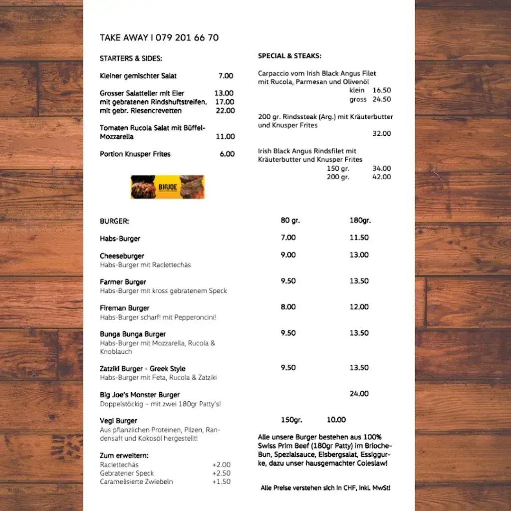 BIGJOE restaurant in Brugg