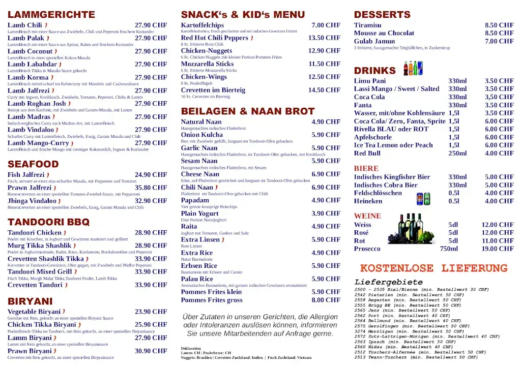 Menu_Indian Kitchen Biel_Biel_image_2