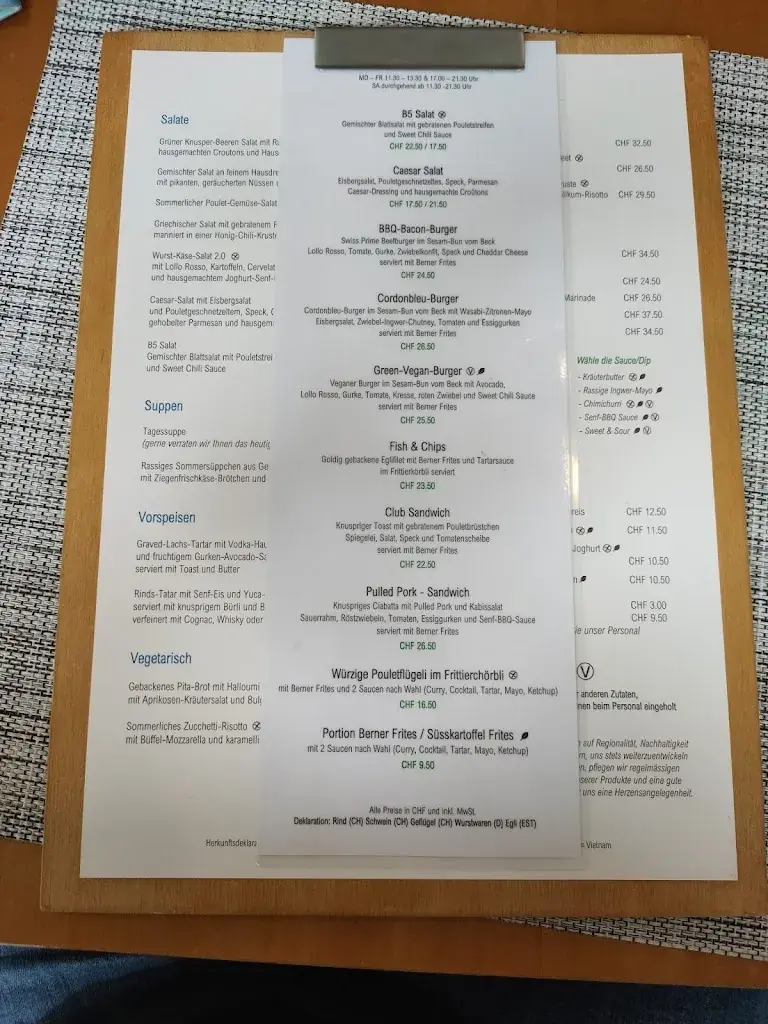 Menü_Restaurant & Bar B5_Burgdorf_Bild_2