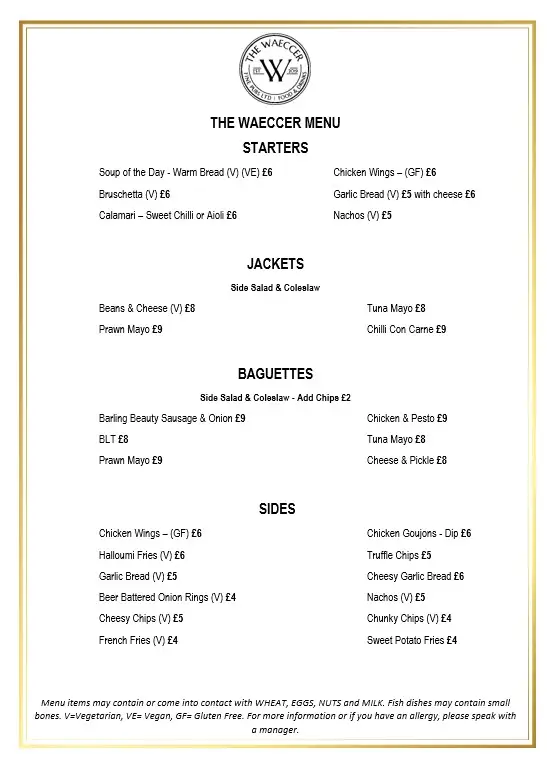 Menu_The Waeccer_Great Wakering_image_2