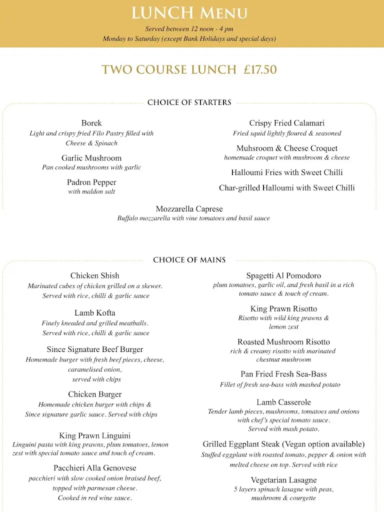 Menu_Since Kitchen & Bar_Great Wakering_imagen_3