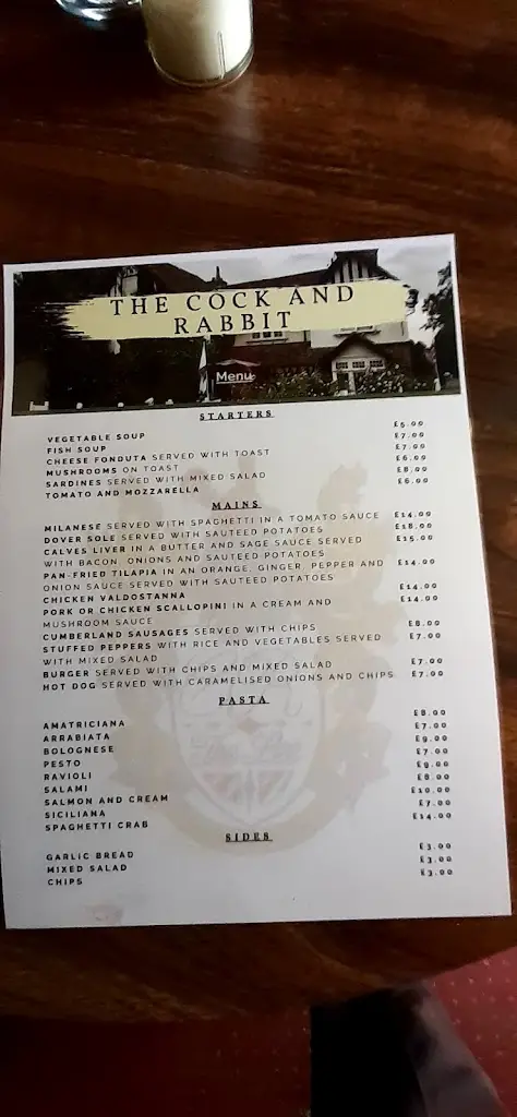 Menu_The Cock & Rabbit Inn_Great Missenden_immagine_4