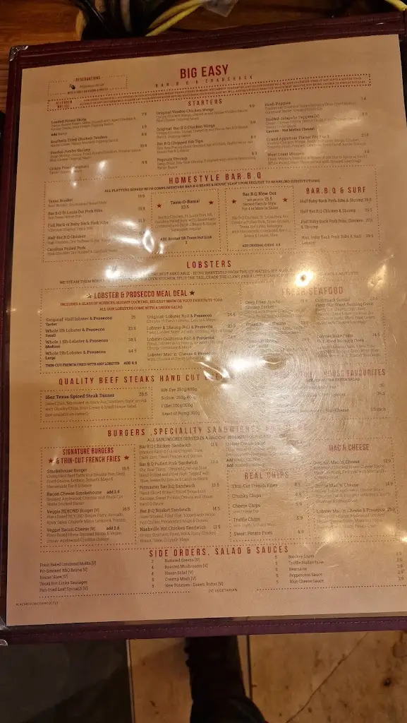 Menu_Big Easy Bar.B.Q & Crabshack - Bluewater_Greenhithe_image_4