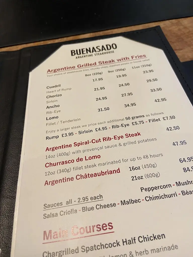 Menu_Buenasado Argentine Steakhouse - Bluewater_Greenhithe_image_1