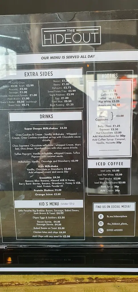 Menu_The Hideout_Attleborough_image_2