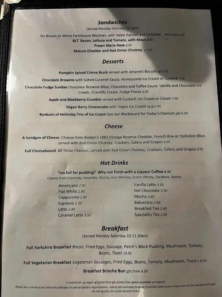 Menu_Royal Oak, Great Ayton_Great Ayton_image_2