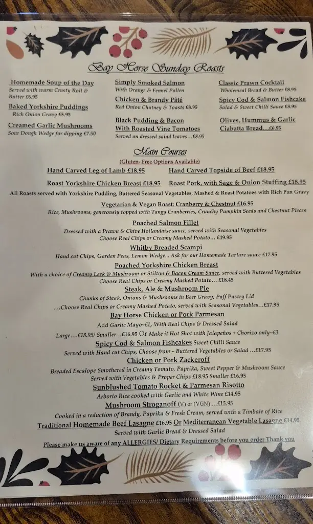 Menu_The Bay Horse_Great Ayton_image_1