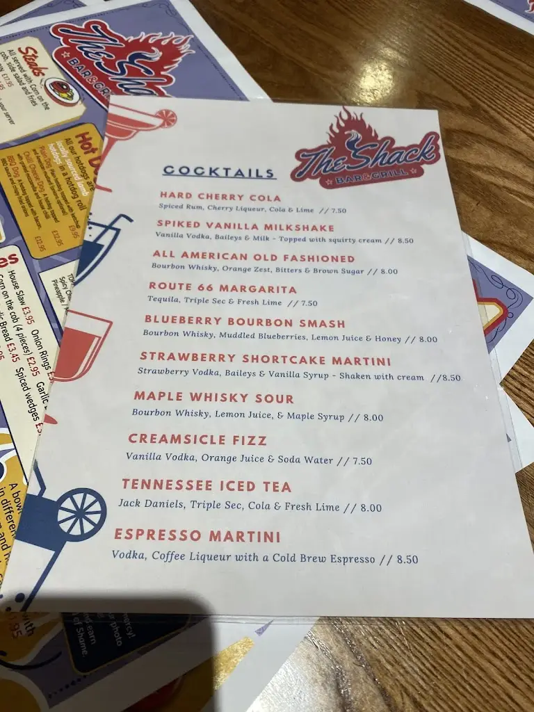 Menu_The Shack - Bar and Grill_Attleborough_image_1