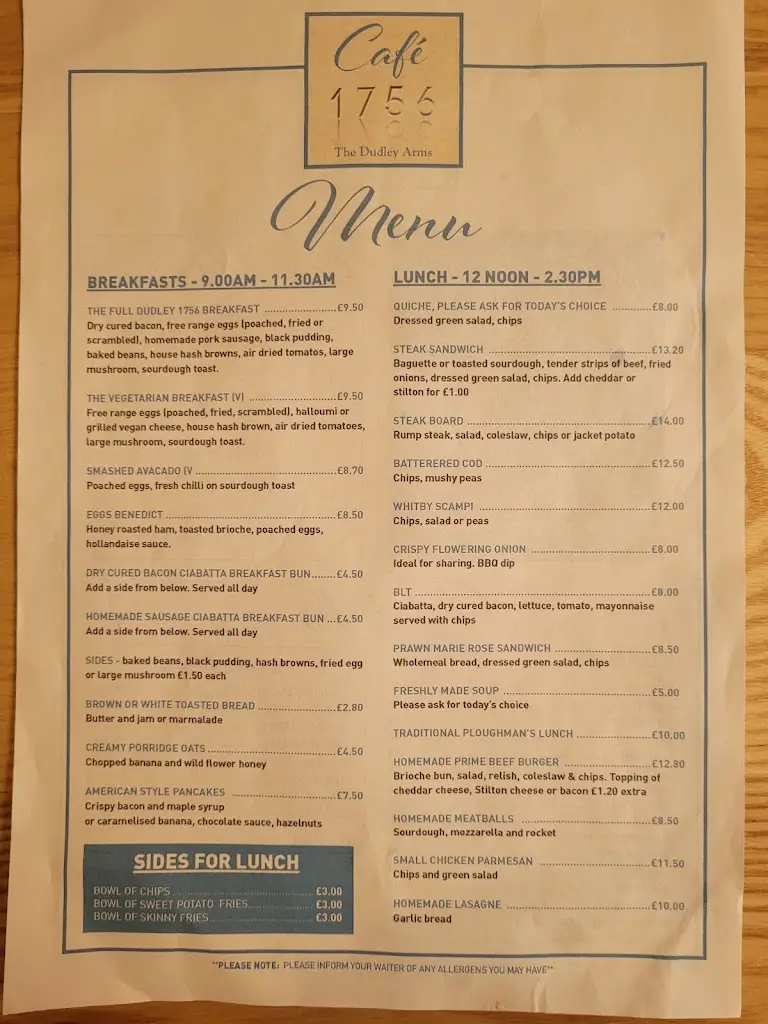 Menu_The Dudley Arms_Great Ayton_image_1