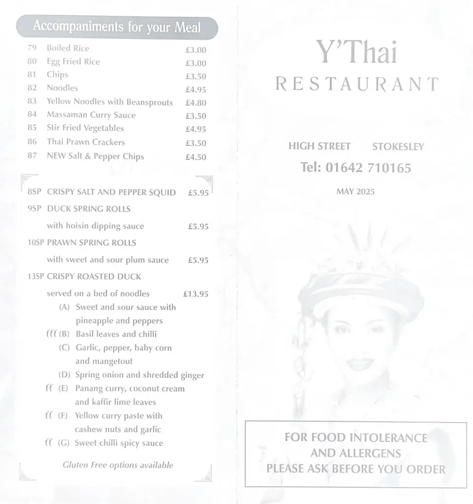 Menu_Y'Thai_Great Ayton_immagine_2