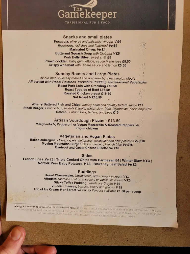 Menu_The Gamekeeper_Attleborough_image_2