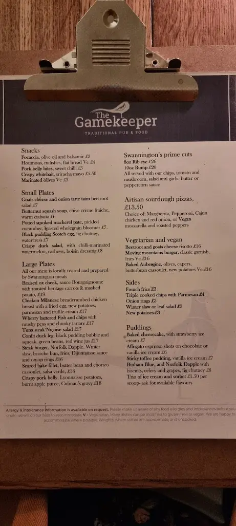 Menu_The Gamekeeper_Attleborough_image_4