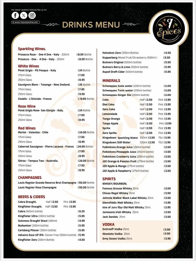 Menu_7 Spices_Attleborough_image_1