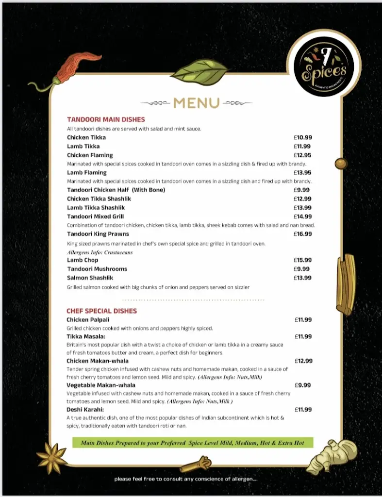Menu_7 Spices_Attleborough_image_3