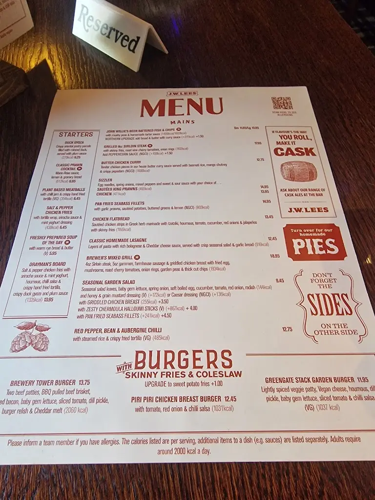 Menu_The Royal George_Greenfield_image_3