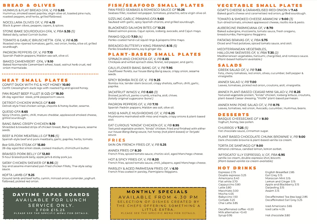 Menu_The Annex Tavistock_Gunnislake_image_1