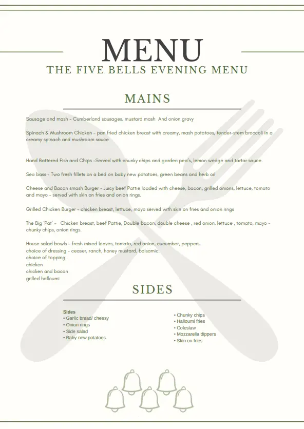 Menu_The Five Bells_Halling_image_1