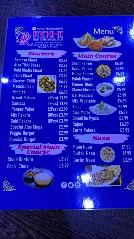 Menu_Rekhi Sweet Center and Restaurant_Halesowen_image_1